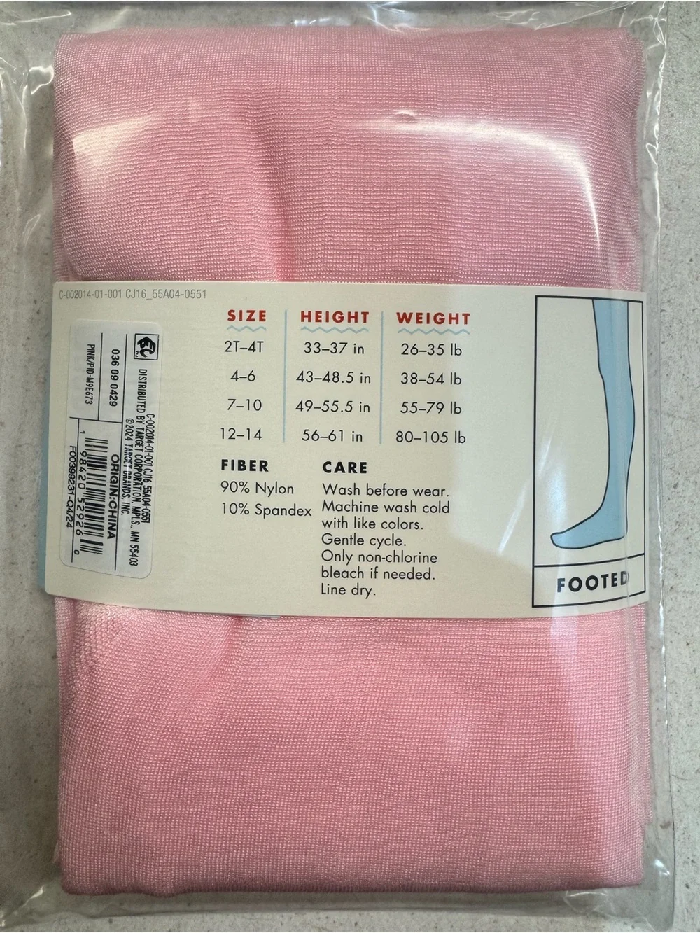 Cat & Jack Pink Dance Footed Tights Size 12-14 NIP
